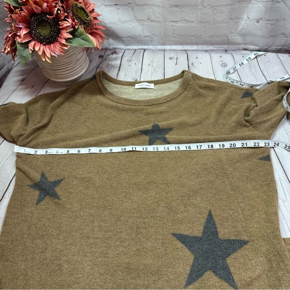 NWT boutique first love by lovelyn Tan Sweater Gray Star Pattern - Picture 8 of 12